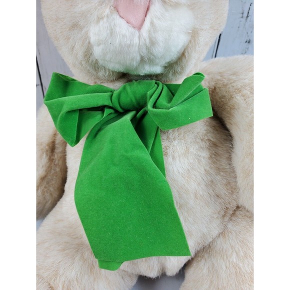 Westcliff Collection Bunny Rabbit Plush Tan Tall Ears Toy Vintage Rope Bow Green - Picture 5 of 10